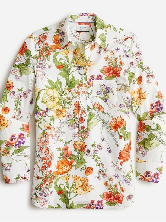 J. Crew Tops - J. Crew Classic-fit cotton poplin popover top in Ratti® tropical floral